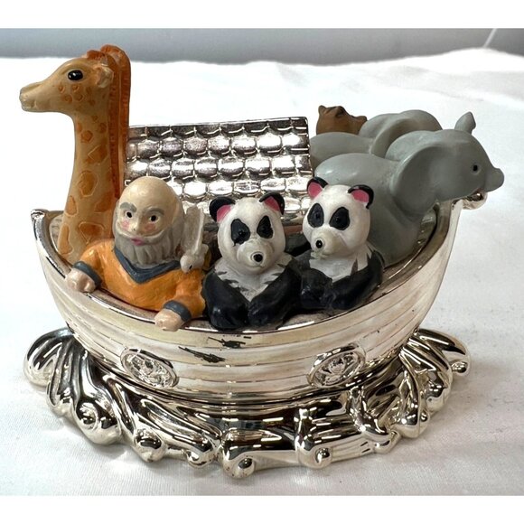 Lenox Noahs Ark Box Silver Plated Figurine With Animals Collectible Decor - Picture 1 of 6